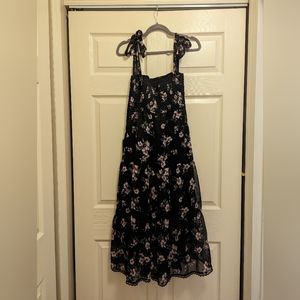 NEW Lulu’s Small Sweet Situation Black Floral Print Smocked Midi Dress